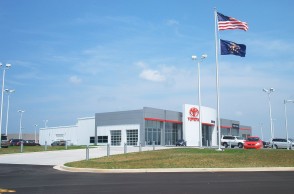 The front of the new Uebelhor & Sons Toyota showroom.